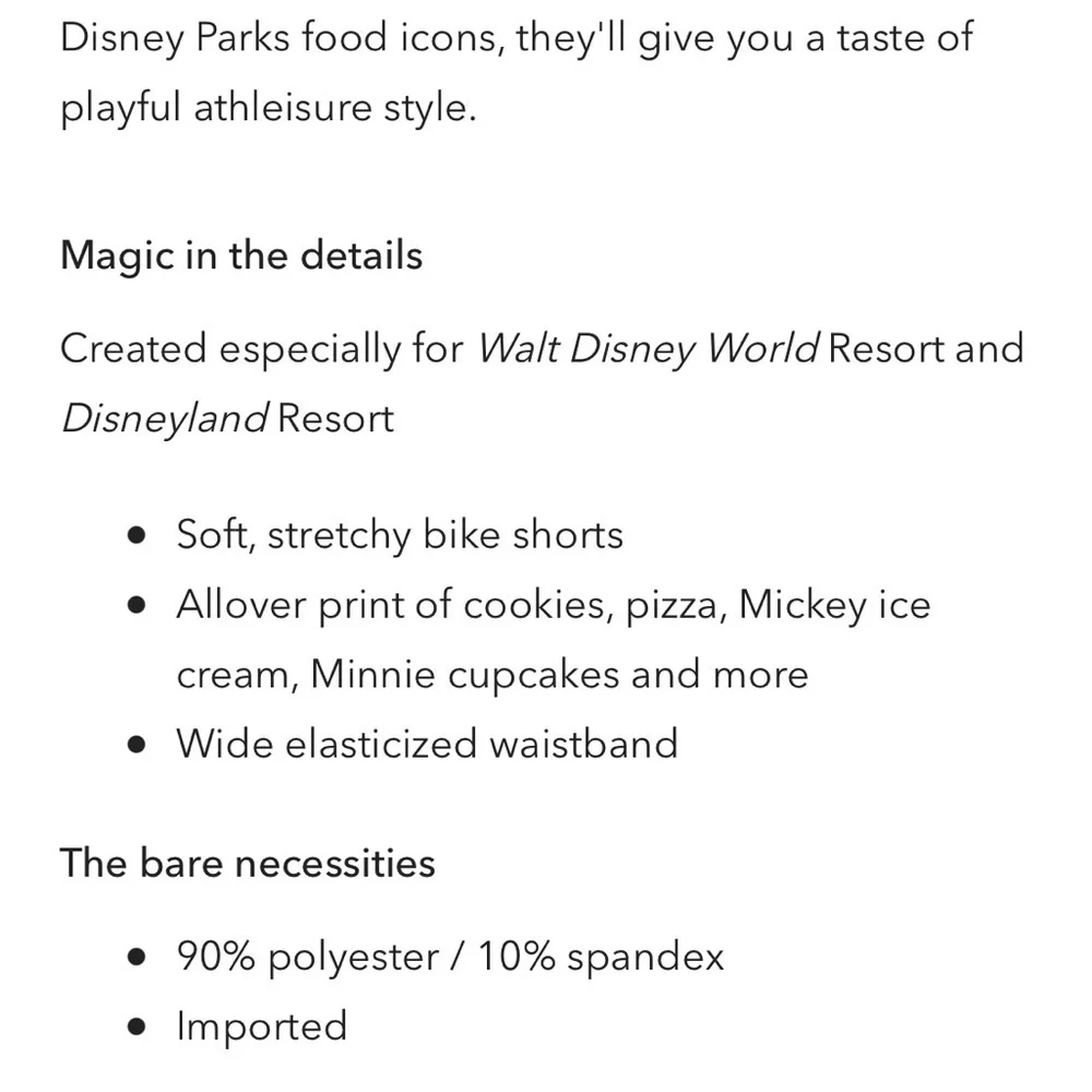 Disney Parks Food Icons Bike Shorts